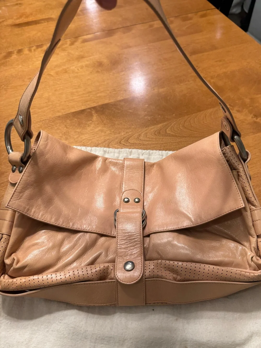 Theory Soft Leather Shoulder Bag in Blush Nude